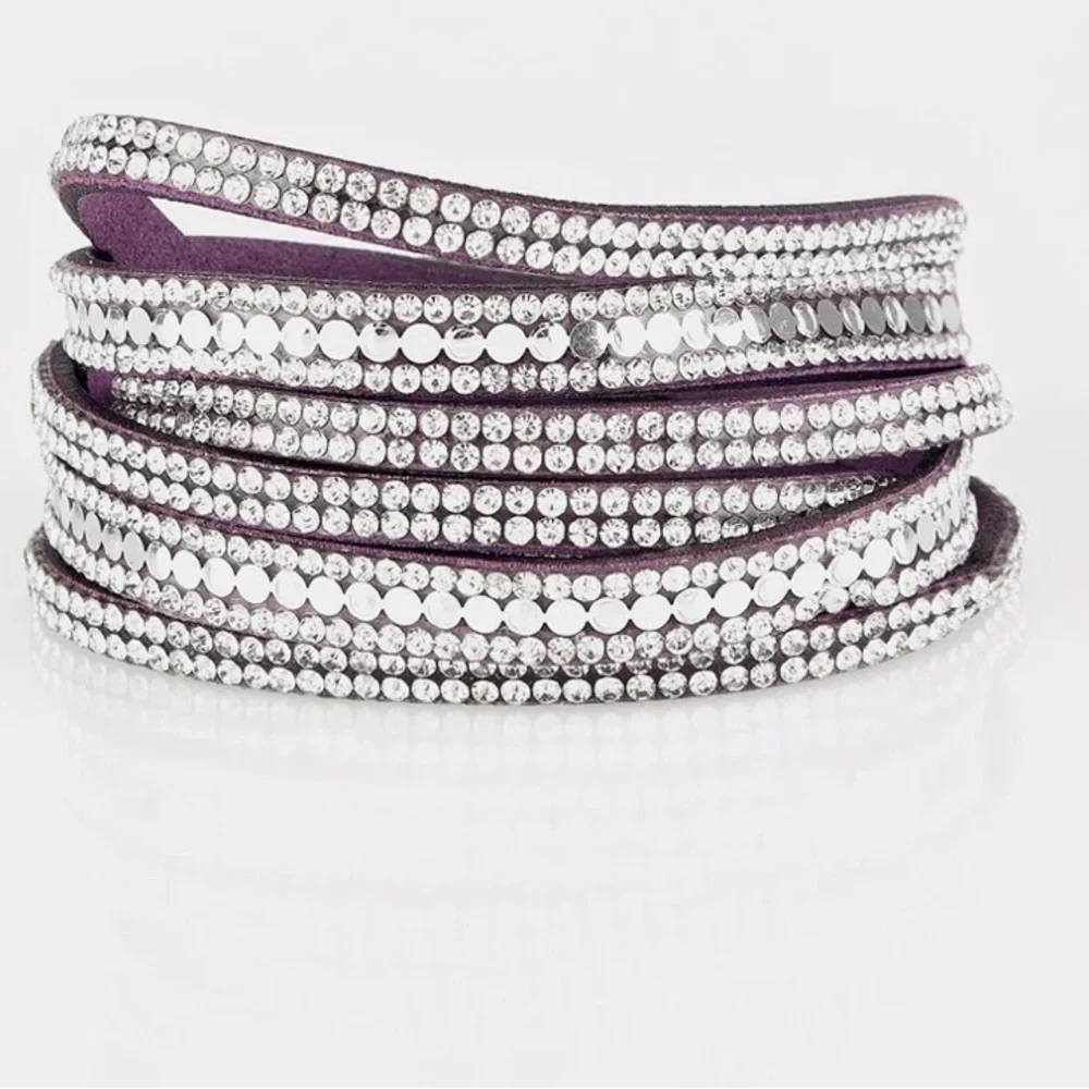 Bracelets Bundle of Three Silver Adjustable Bling Rhinestone Size New